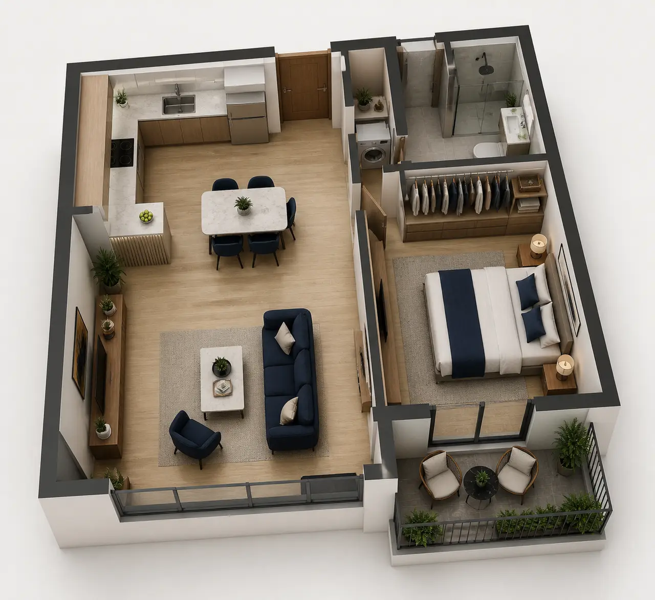Sobha Chikkagubbi 1 BHK floor plan with bedroom, living-dining area, kitchen, utility, bathroom and balcony