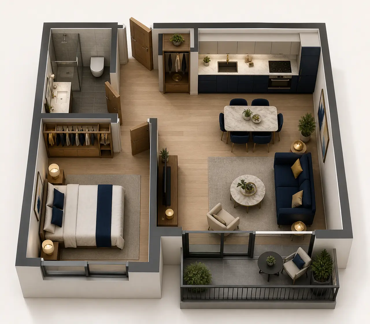 Sobha Chikkagubbi 1 BHK Serviced Apartment floor plan image