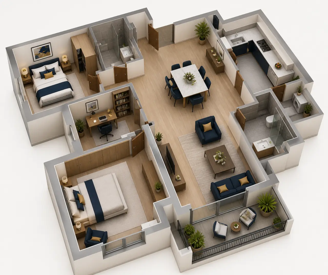 Sobha Chikkagubbi 2 BHK + Home Office floor plan image