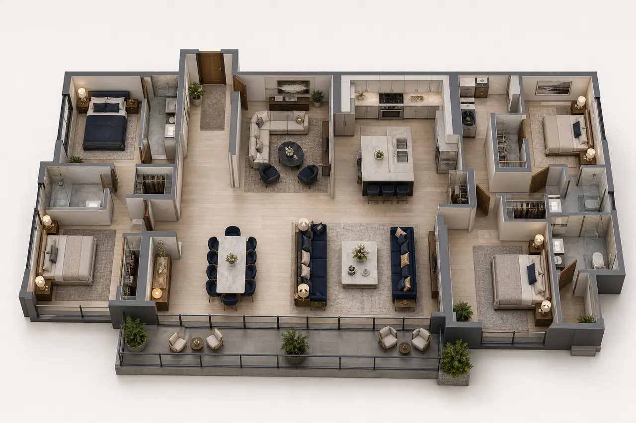 Sobha Chikkagubbi 4 BHK Luxe · 3 Bath floor plan image